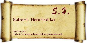 Subert Henrietta névjegykártya
